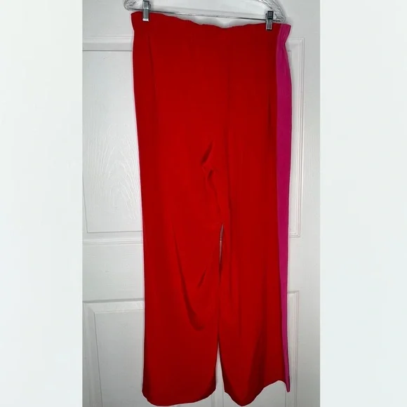Diane Von Furstenberg red pink 100% silk pants drawstring pants Sz M - Picture 2 of 8